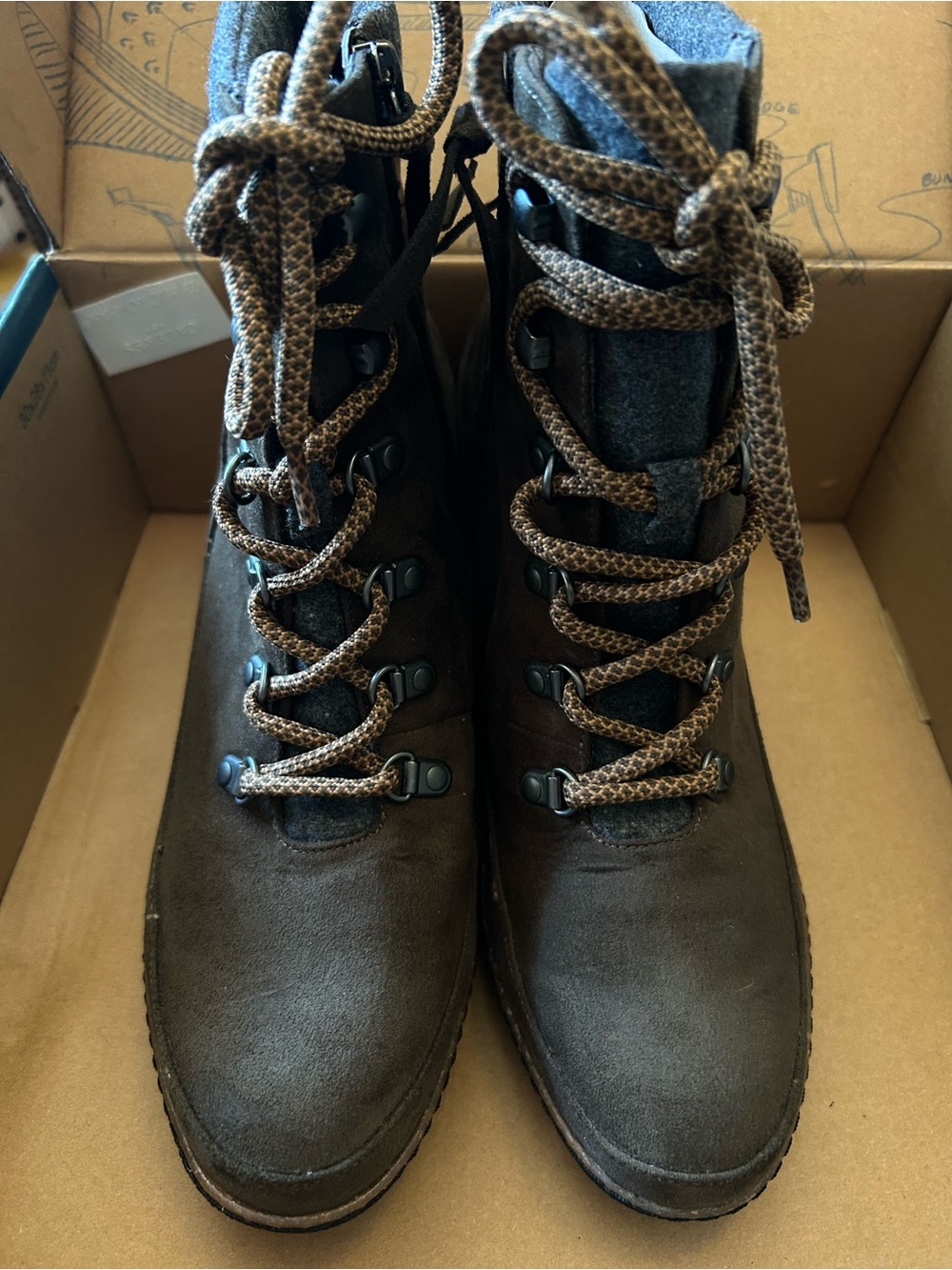 Dr. Scholl's Brown Suede Wedge Lace-Up Boots